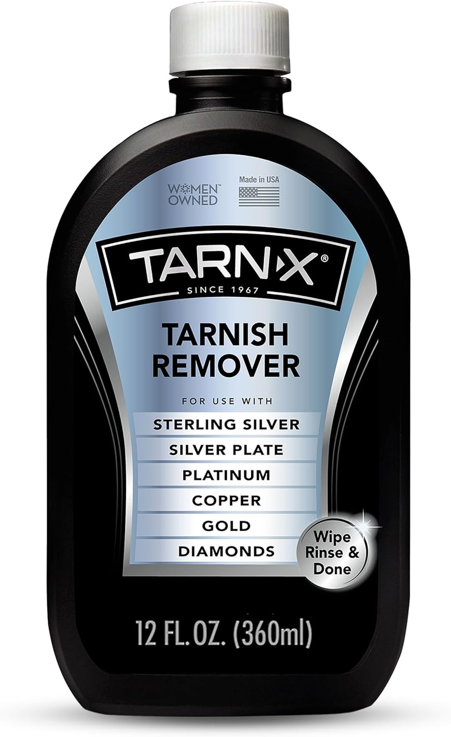 Tarnish Remover, 12 oz. Bottle, Platinum, Copper, Gold, Diamond, Silver Plate,