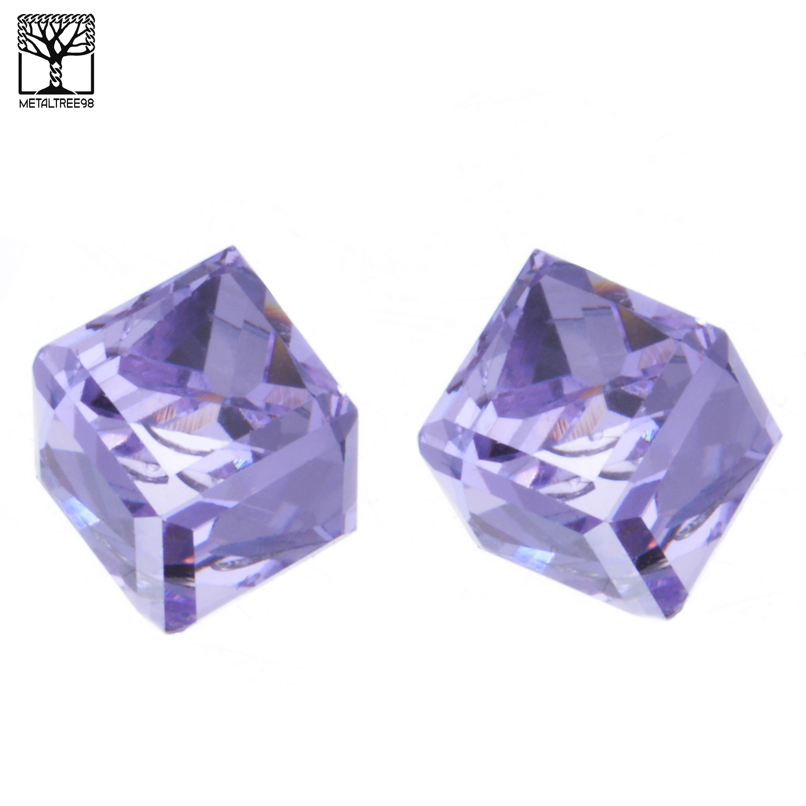 Men’s Women’s Iced Crystal 3D Cube Push Back Post Earrings Light PU