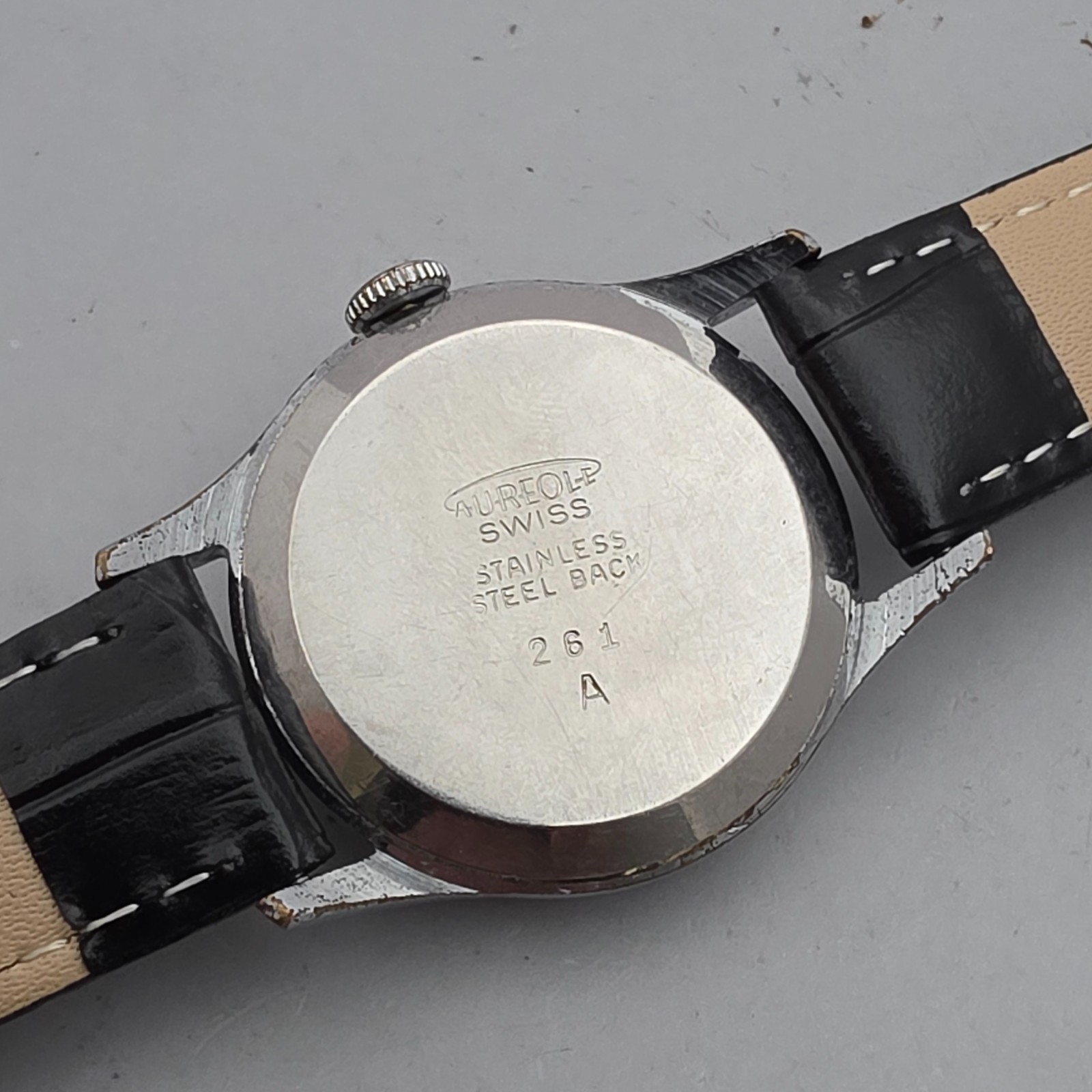 Vintage Aureole men’s manual wind watch Honeycomb Dial swiss made 1940s
