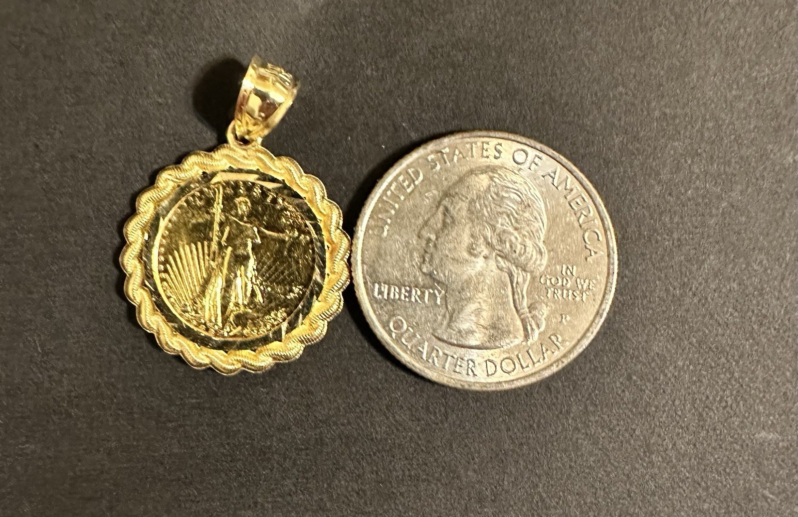 Solid 10K Yellow Gold Walking Liberty Coin Style Pendant 4.0 Grams
