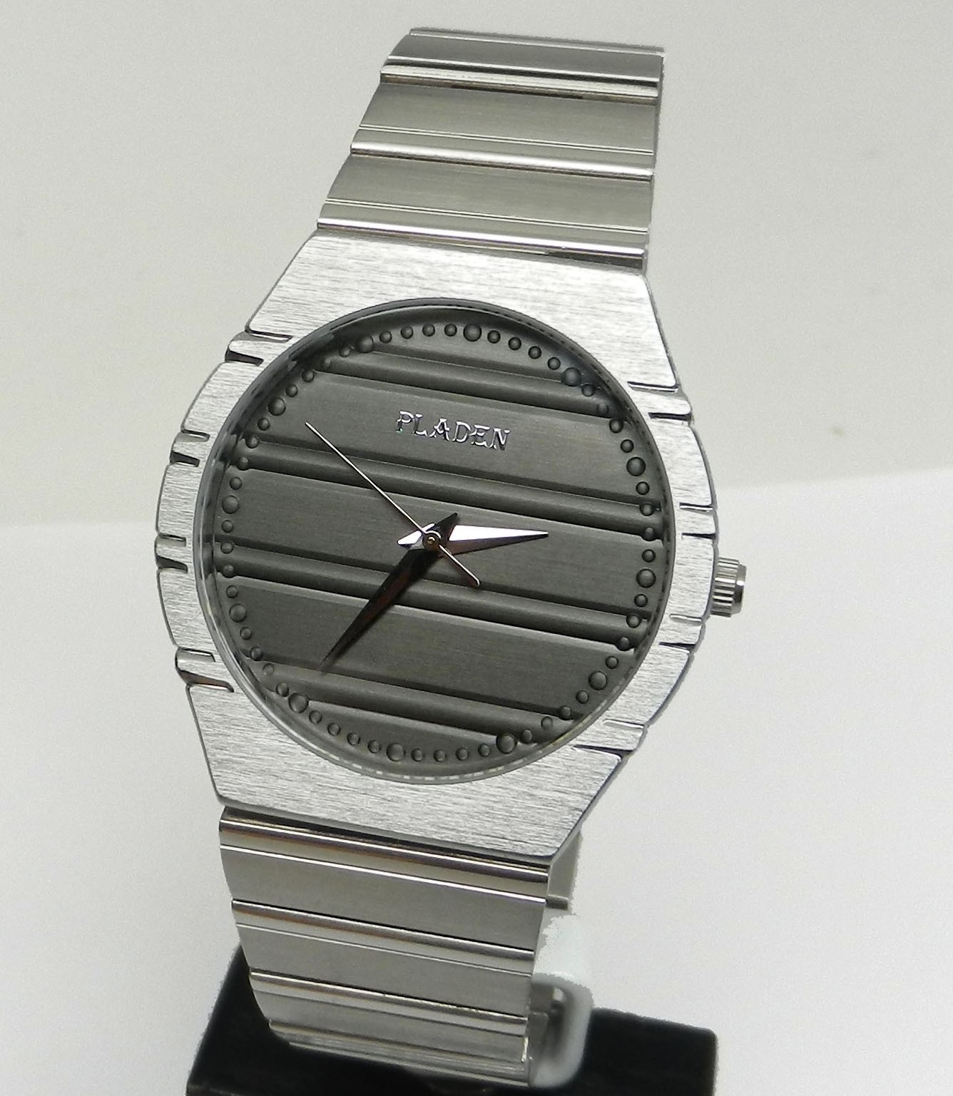 Men’s 39mm Polo 79 Style Brushed Stainless W/ Gray Dial Butterfly Clasp Watch