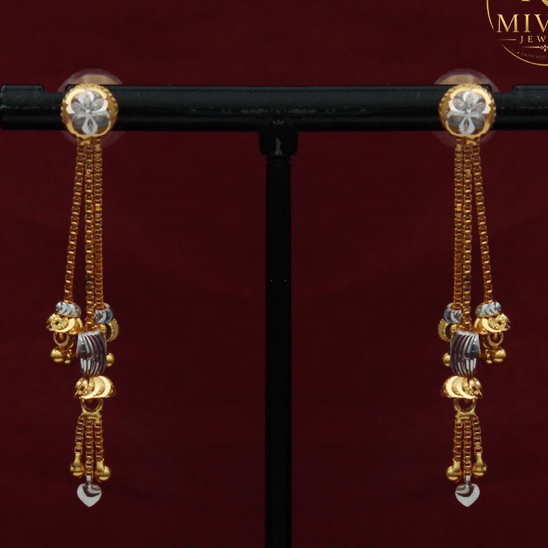 22K Merry Shine Gold Circle Luxury Stud Earrings 4.5cm Jewelry 4.7g