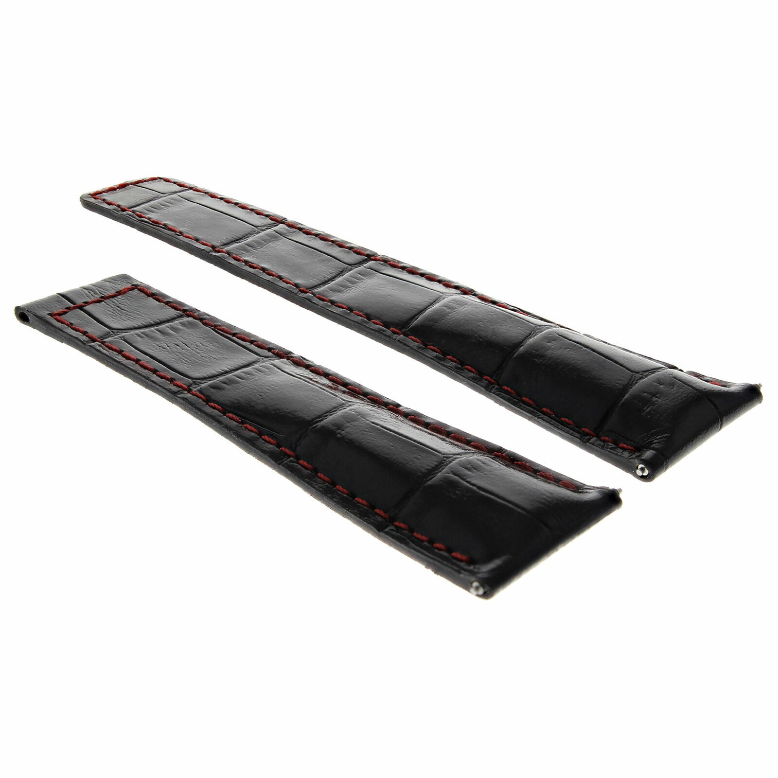 22MM LEATHER BAND STRAP FOR TAG HEUER GRAND CARRERA CAV5185 BLACK RED FIT FC5039