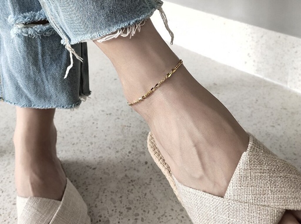 Women / Girl 925 Sterling Silver Gold Figaro Link Chain Anklet Bracelet 8-9.5″