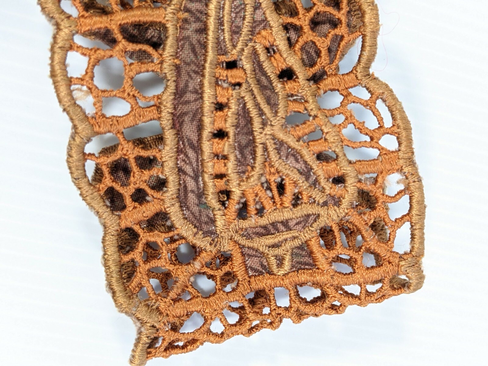 Artisan Crochet Style Brown Leaf Arrowhead Wide Band bracelet 7.5 Inches