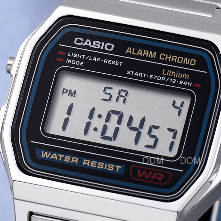 Casio A-158W-1DF Retro MensDigital Watch Unisex Silver Original New