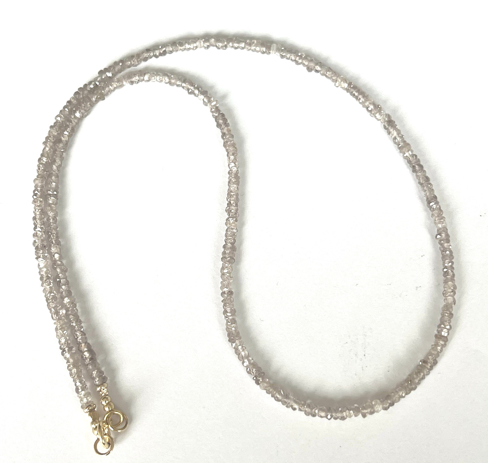 Natural zircon chain 375/9 carat yellow gold, 47 cm, grey/brown, beige
