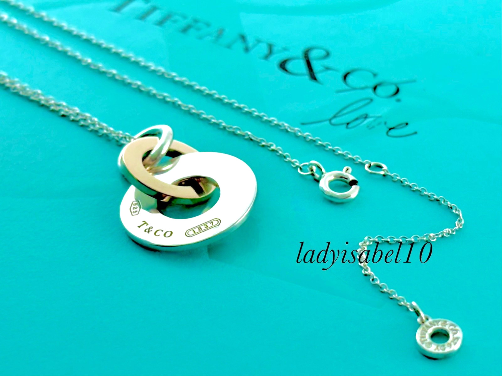 18.5″ Tiffany & Co 1837 Rubedo Silver Interlocking Drop Circle Adjust. Necklace