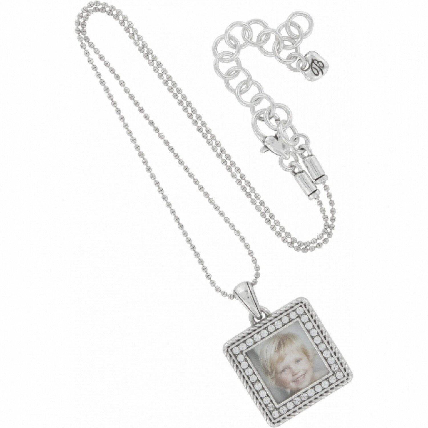 NWT Brighton MEMENTO Square Crystals Photo Holder Locket Necklace MSRP $52