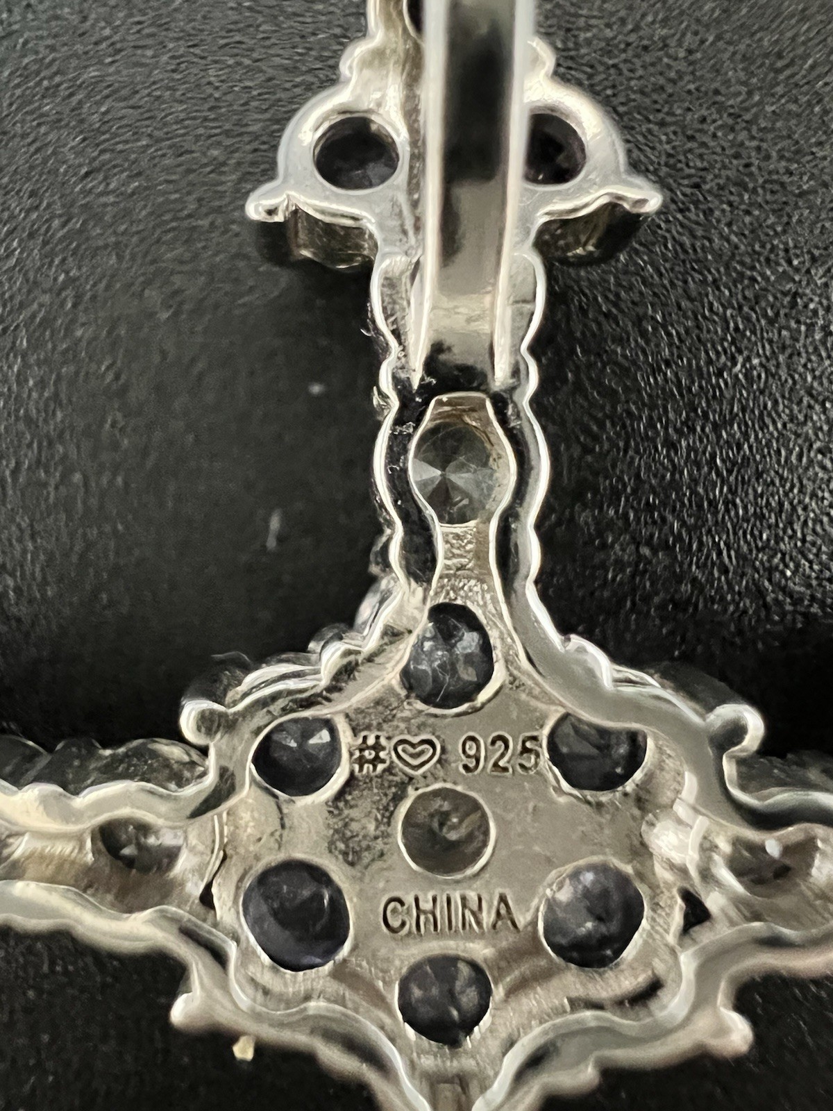 Purple & White/colorless CZ Sterling Silver 925 Cross Pendant