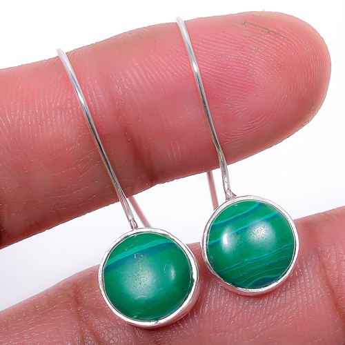 Malachite Handmade Silver Plated Jewelry Earring 1.37″ A339