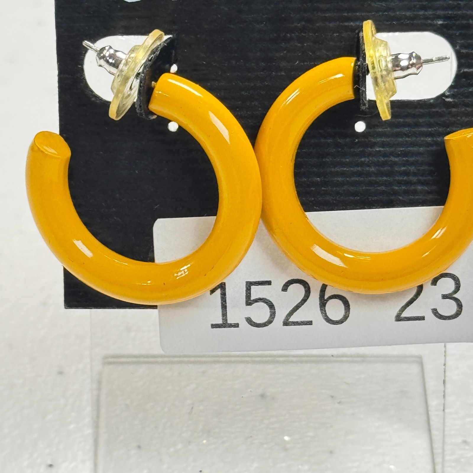 Vintage Pierced Earrings Gitano Mustard Yellow Enamel Chunky Hoop Statement 90s