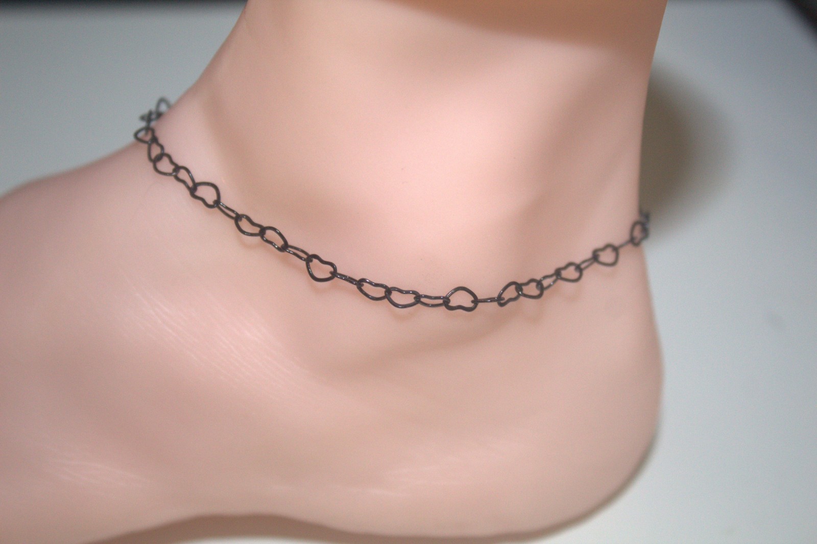Black Heart link Anklet 8 – 12 Inches Small to Extra Large Dance Club Elect One