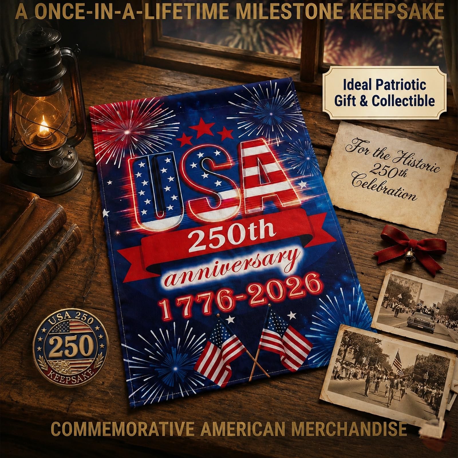 250 Anniversary USA Garden Flag – 250 Years of Freedom Double Sided 3-Ply Americ