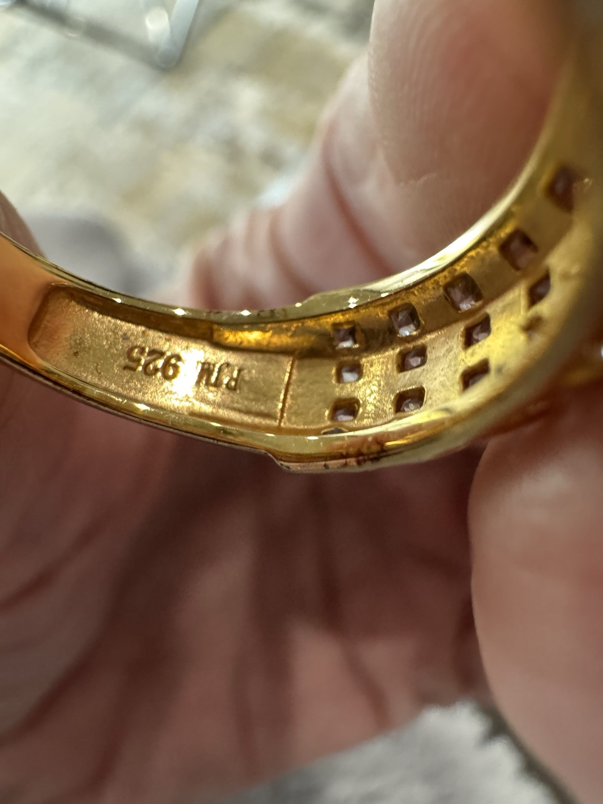Gold Plated Sterling 925 CZ channel Set PMJ ring band Sz 9 Men’s / Women’s