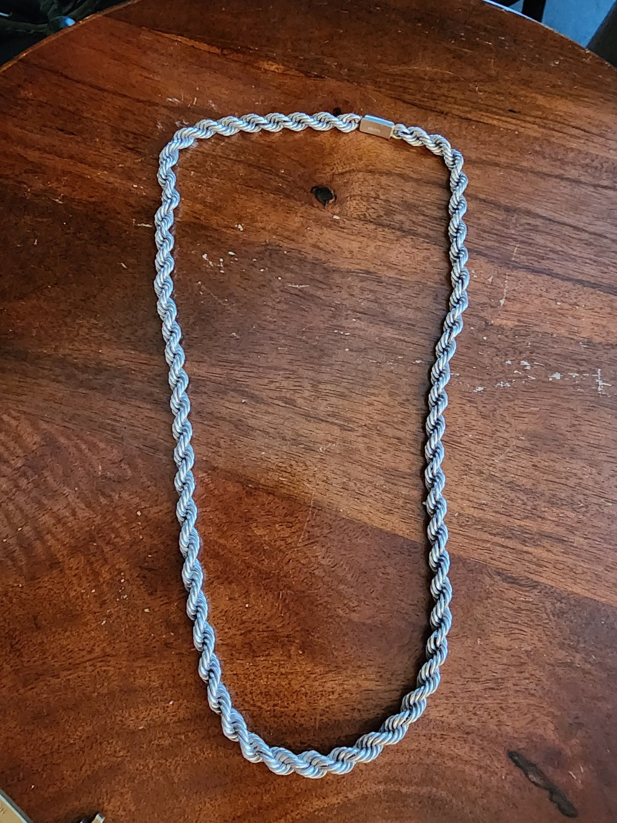 STERLING MEXICO 925 HEAVY WIDE ROPE CHAIN NECKLACE W SECURITY CLASP 20″