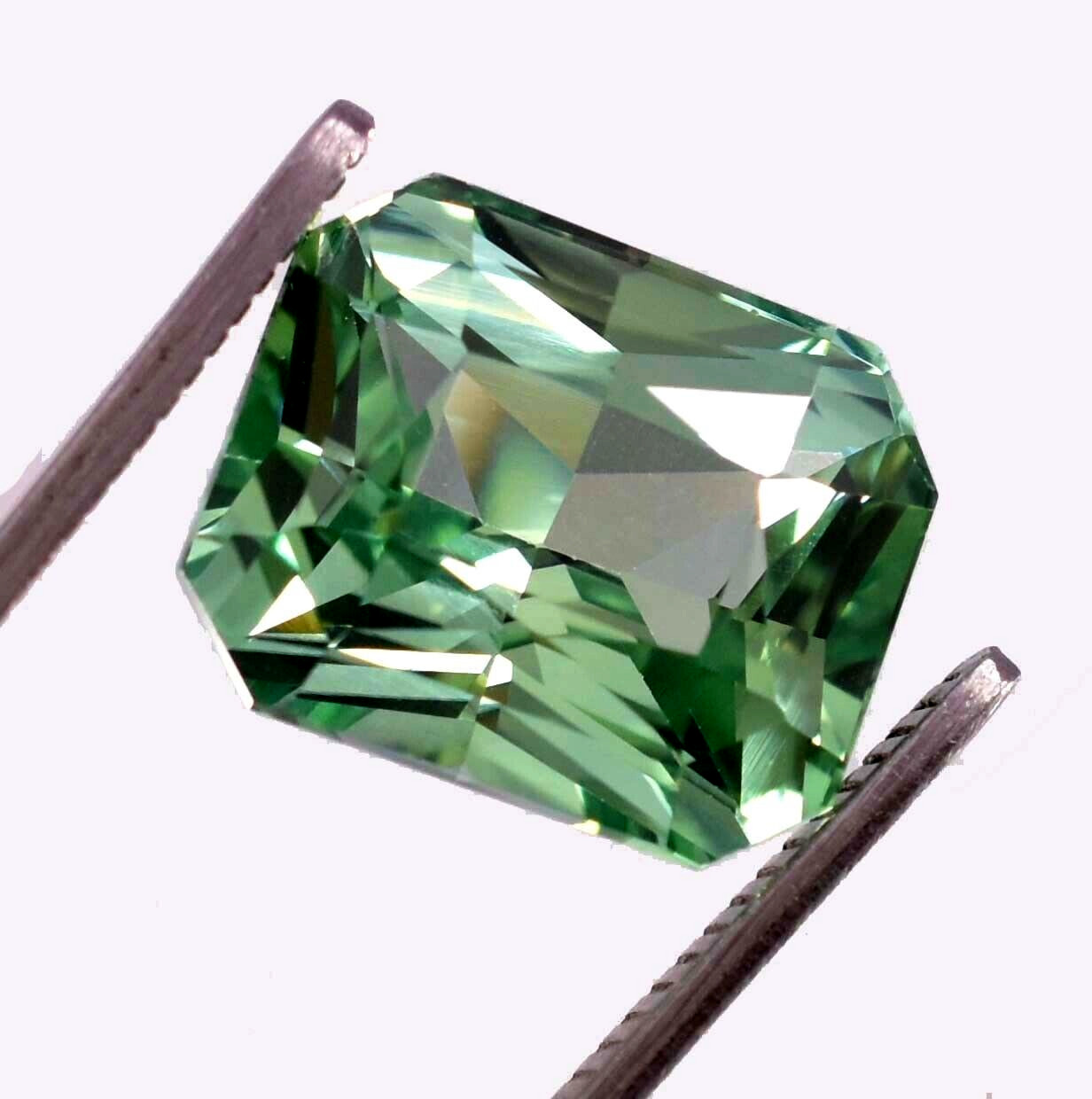 22.65 Ct Natural Indicolite Green Tourmaline Emerald Cut Unheated Loose Gemstone