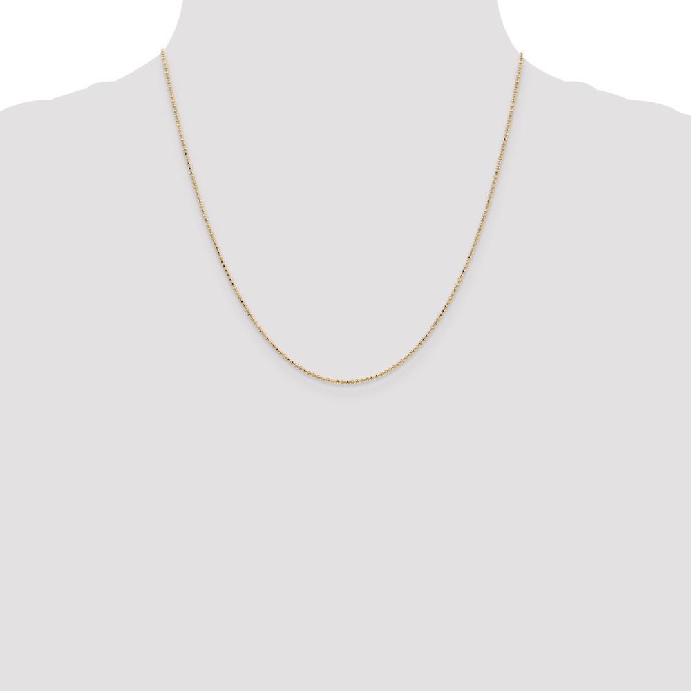 14k Yellow Gold 1.2mm Beaded Chain Necklace 20″ for Women 2.78g