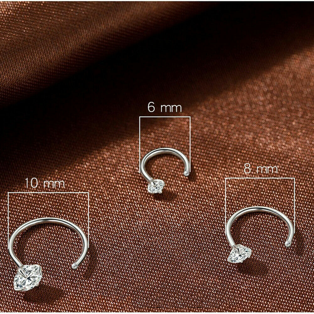 Zirconia Earrings 999 Sterling Silver CZ Hoop Small Huggie Zircon Stud Jewelry