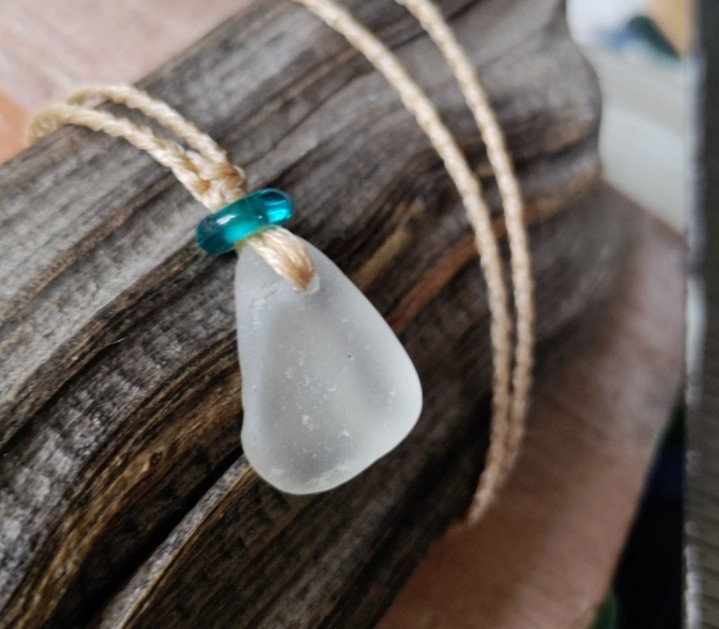 Hawaii Sea Glass Beach Necklace Thin Braided Cord