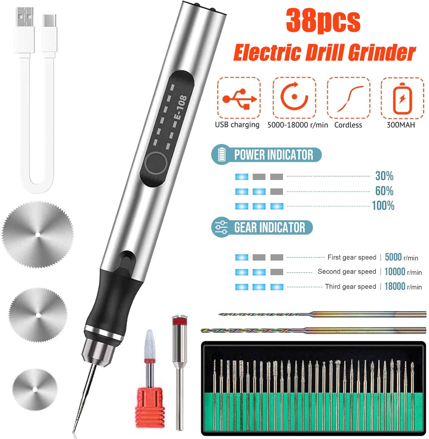 Cordless Electric Mini Drill Grinder Engraving Pen Variable Speed Rotary Tool US