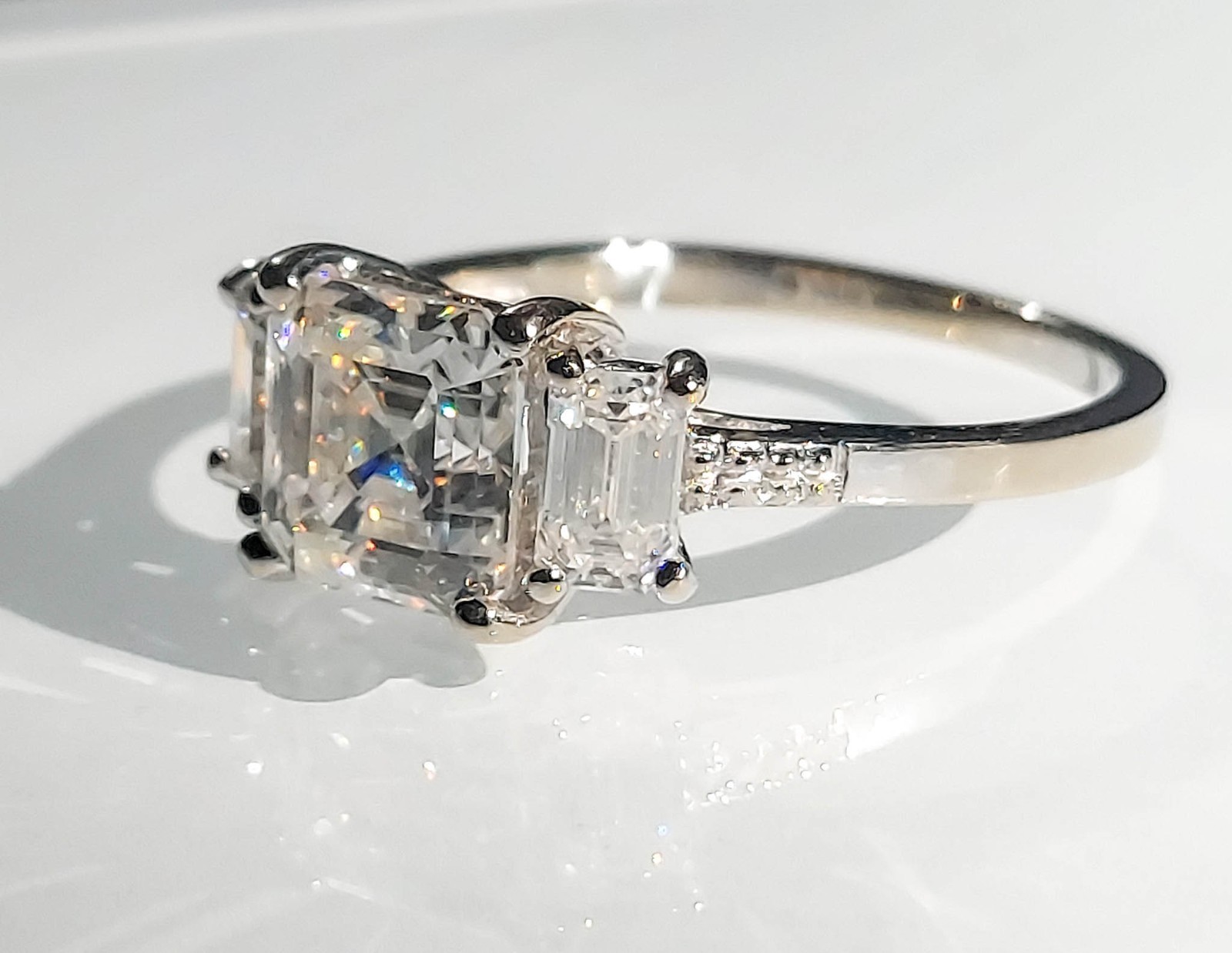 Estate ring ,10k gold ,3 carat certified Moissanite ring. Size 7.25