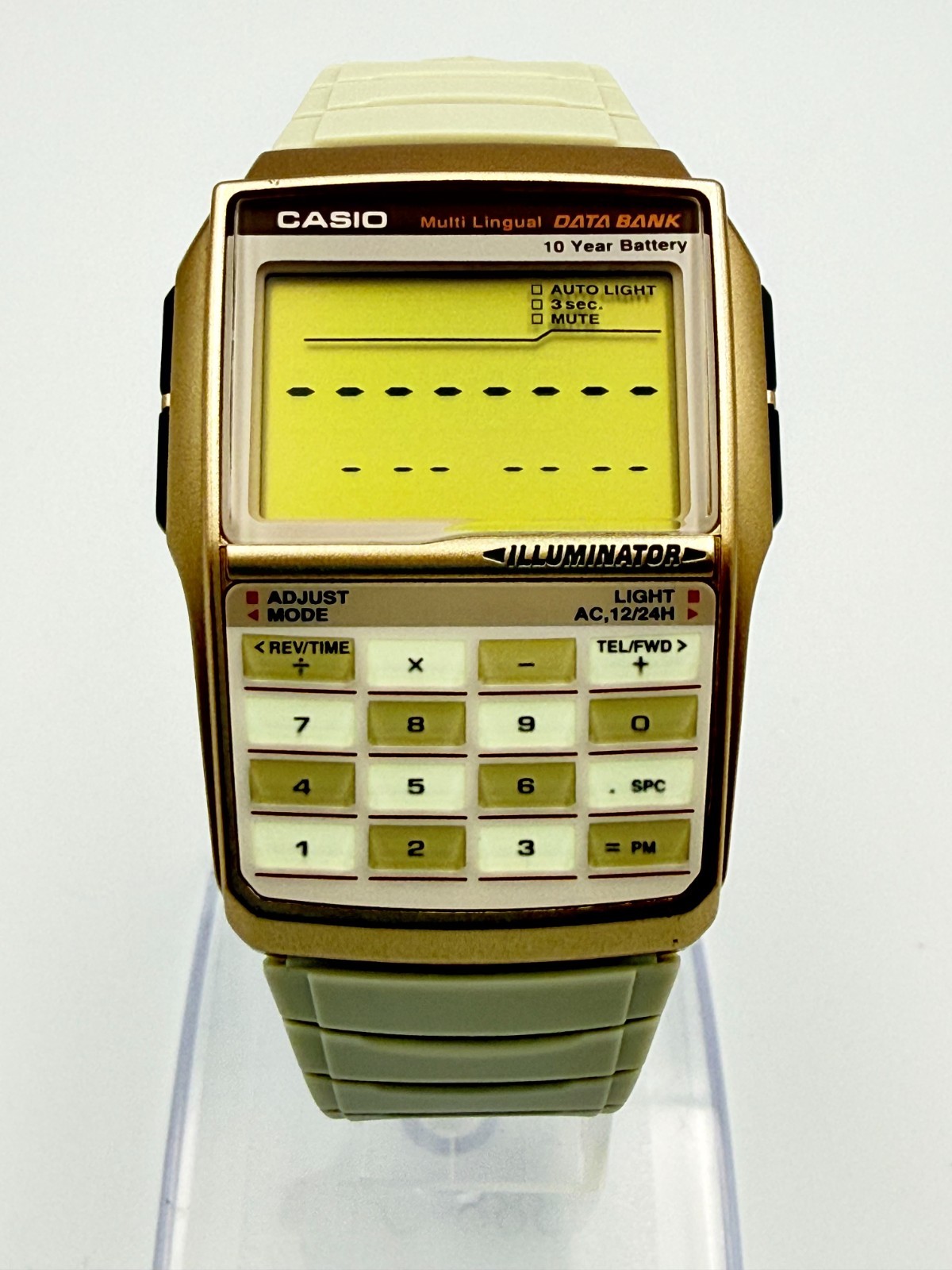 CASIO DBC-32 Data Bank Digital Calculator Beige Gold Color Quartz Watch – Rank A