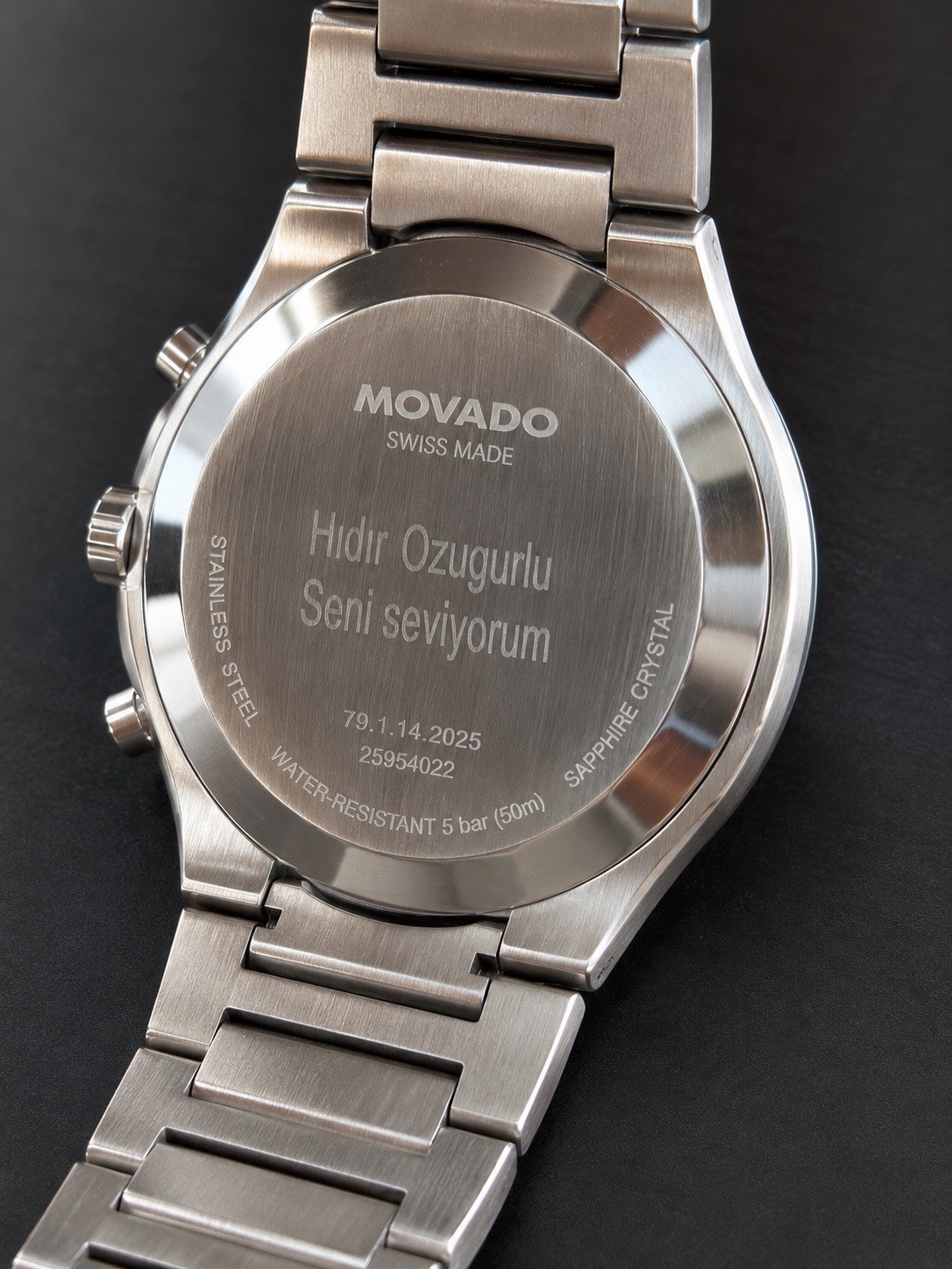 Movado SE Men’s Chronograph Watch 0607931 Blue Dial Stainless Steel 42mm Box
