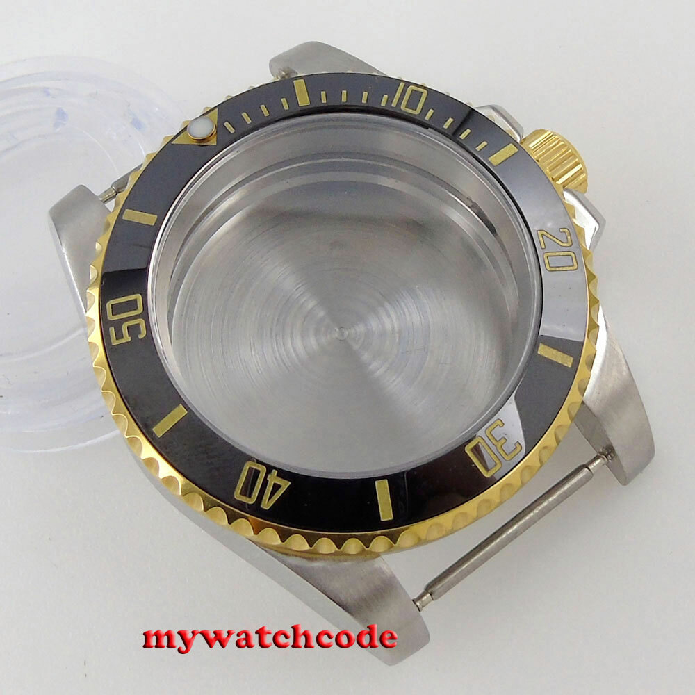 Two Tone 40mm Ceramic Bezel Sapphire Glass Watch Case fit NH35 NH36 2824 8215