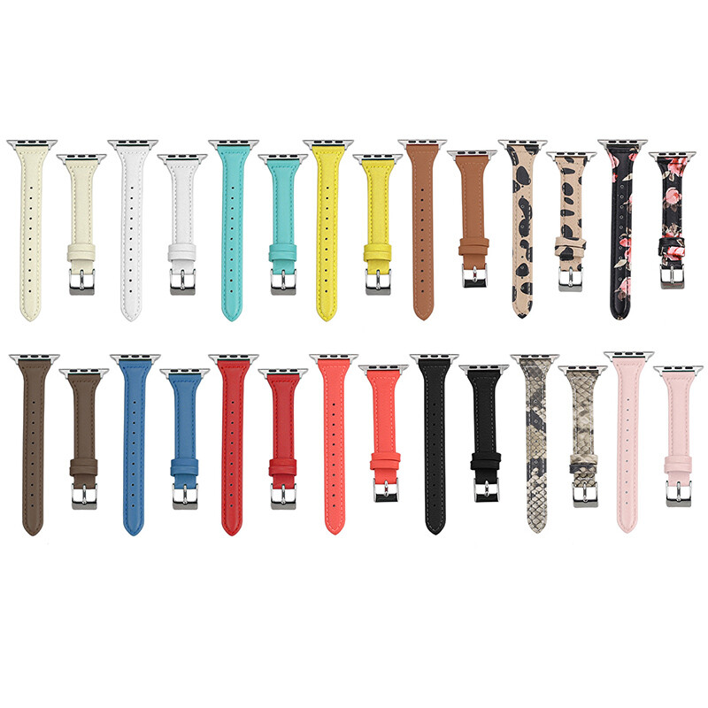 38/42/40/44mm Slim Leather Band Women Strap for Apple Watch Series8 7 6 5 4 3 SE