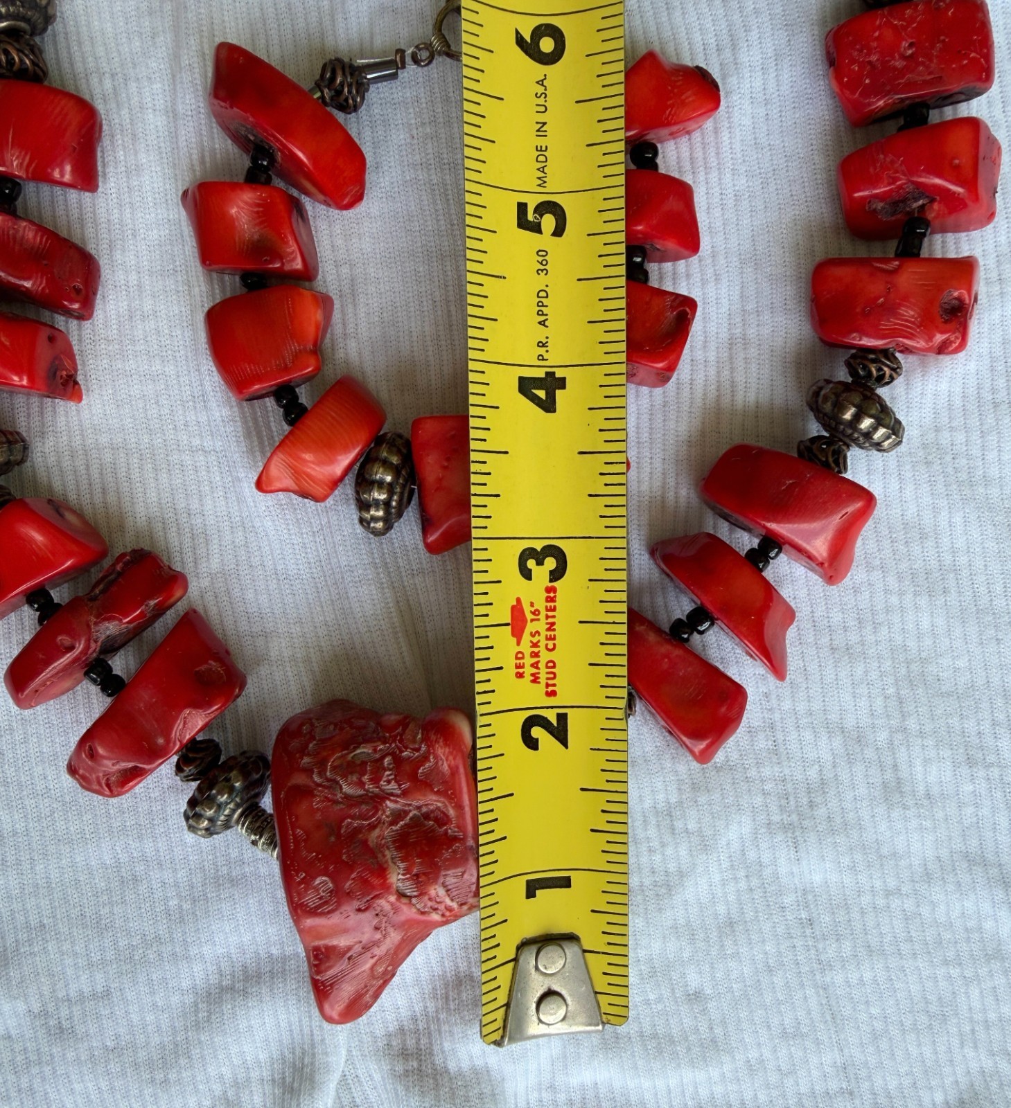 Vintage Chunky Red Bamboo Coral Style Necklace, Bracelet & Earrings-Large Boho