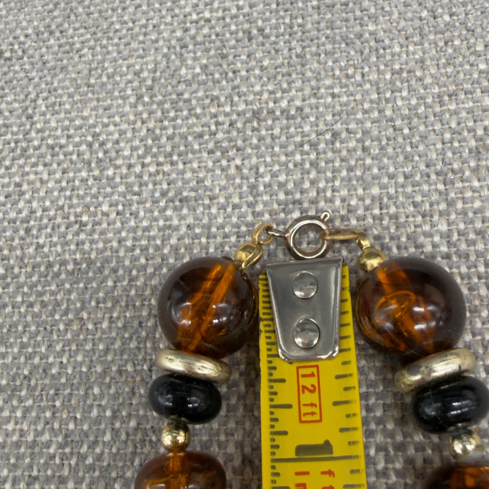 Vintage Lucite Necklace Earrings Jewelry Set Clip Ons Orange Brown Swirl Beaded