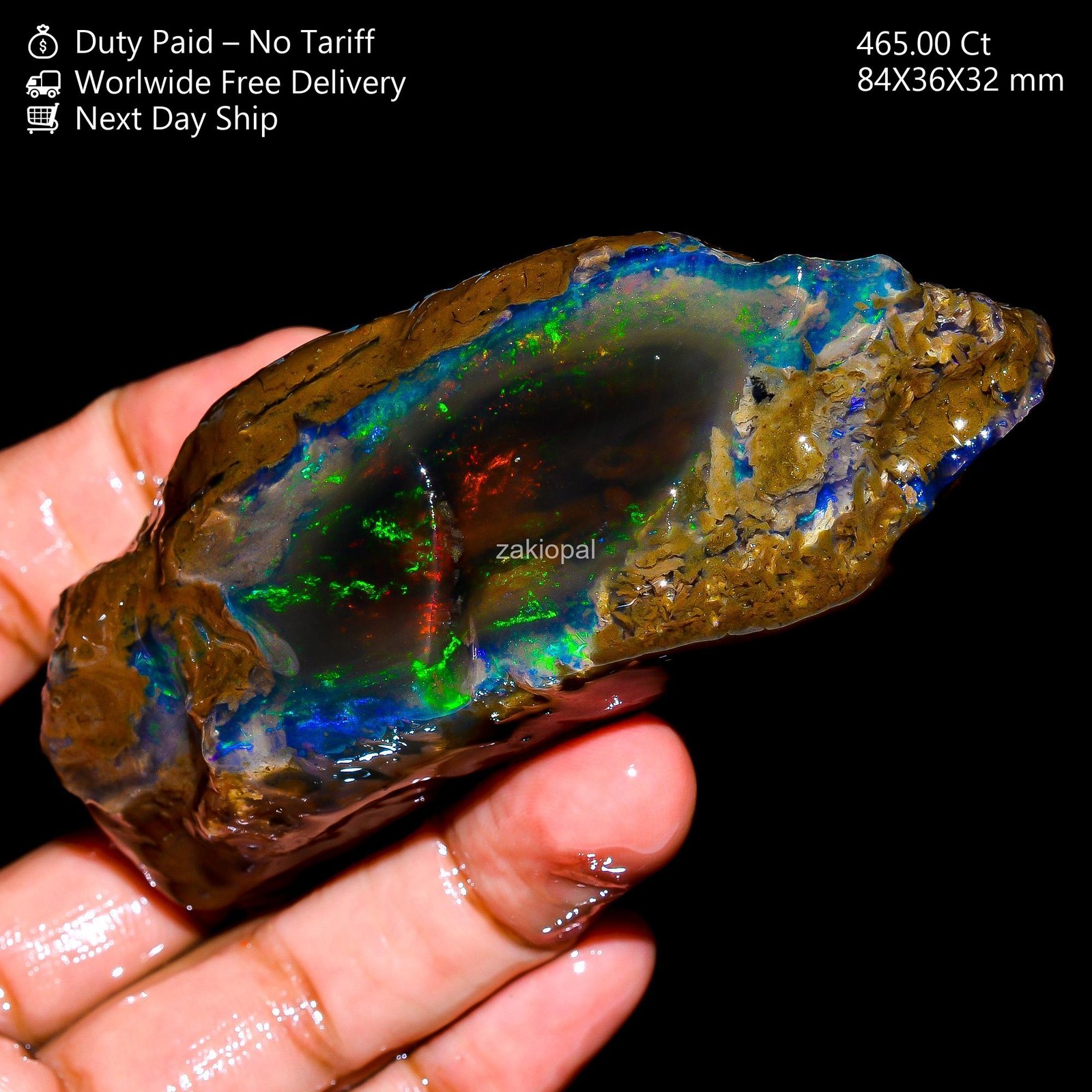 465.00 Cts Ethiopian Multi Fire Oil Opal Rough Handmade Natural 84X36X32 mm