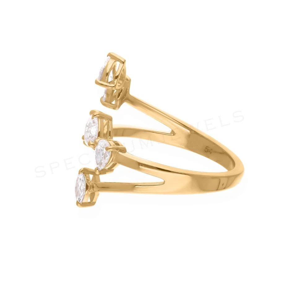 925 Silver moissinite fancy cut ring gold-plated, for regular and party use.