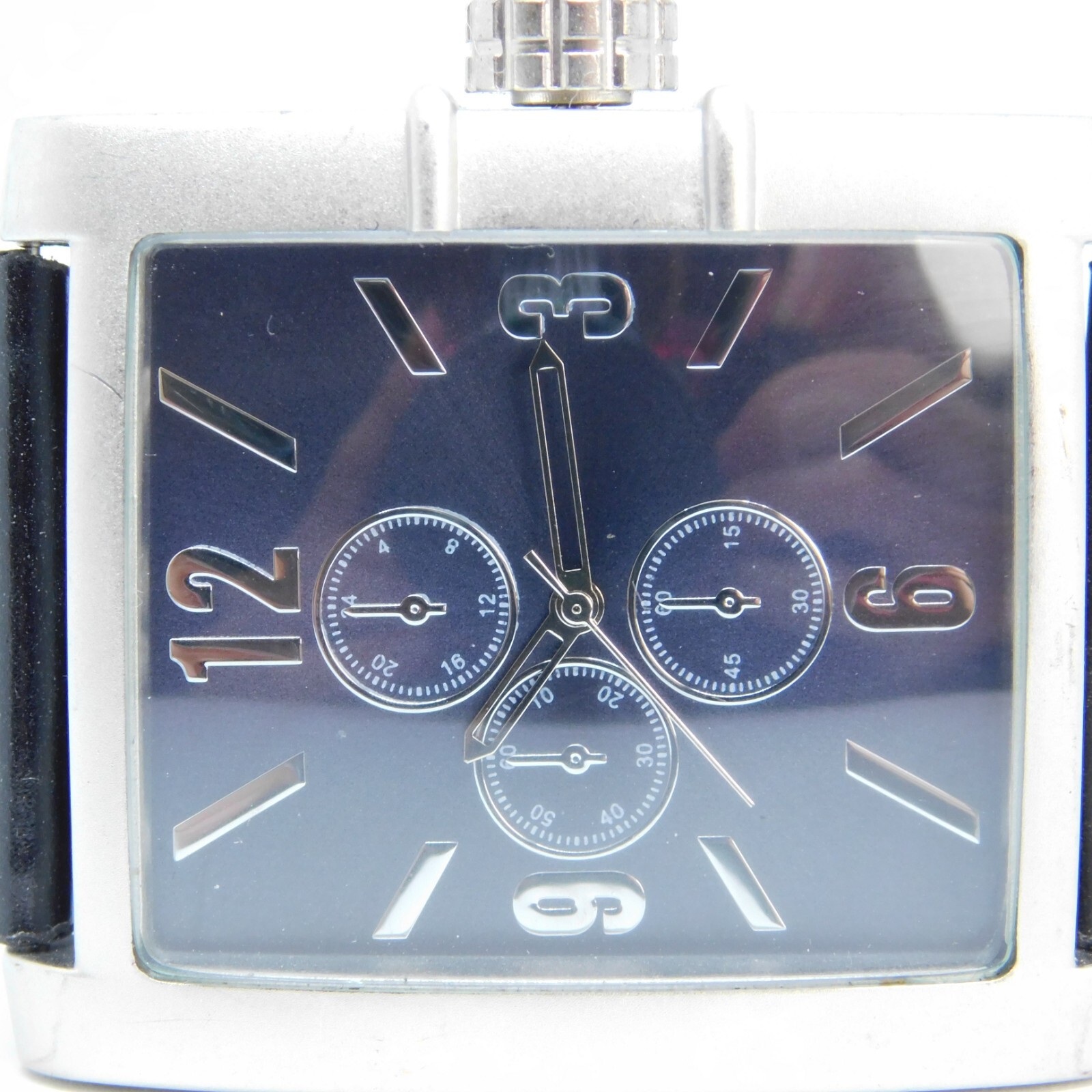 Accutime Watch Corp Silver Tone Case Quartz Analog Men’s Watch New Battery