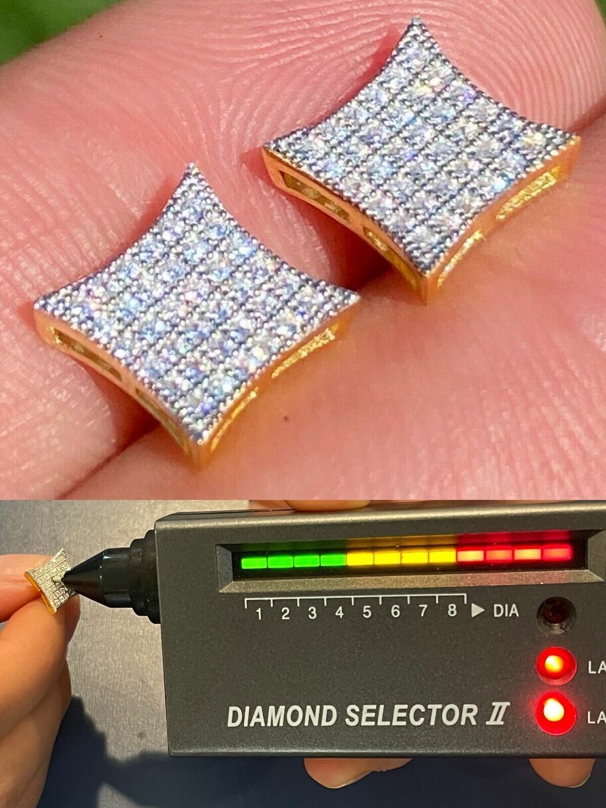 0.43ct VVS Real Diamond Men’s Solid 14k Yellow Gold Iced Hip Hop Kite Earrings