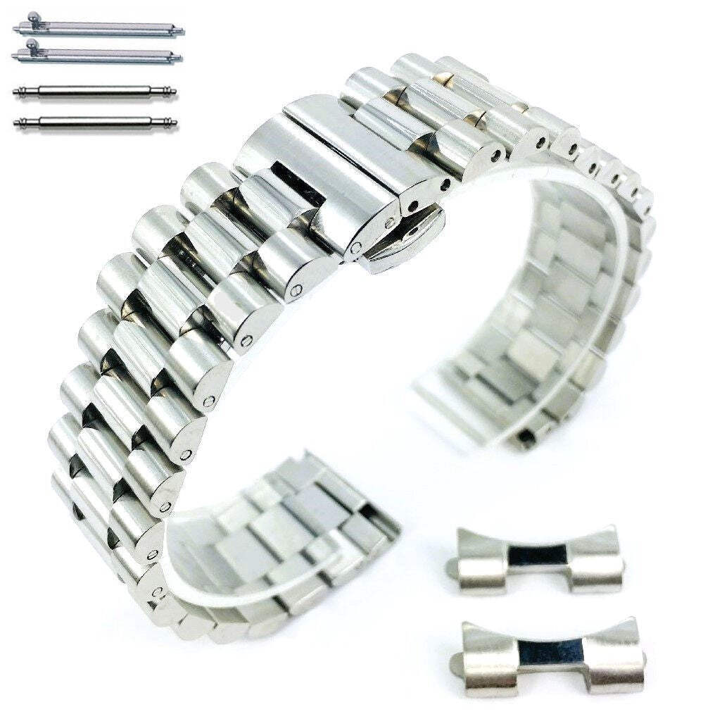 President Style Metal Replacement Watch Band 13mm 15mm 17mm 19mm 21mm #7051