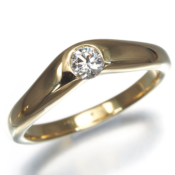 Auth Tiffany&Co. Ring Diamond Curved Band US6-6.25 18K 750 Yellow Gold