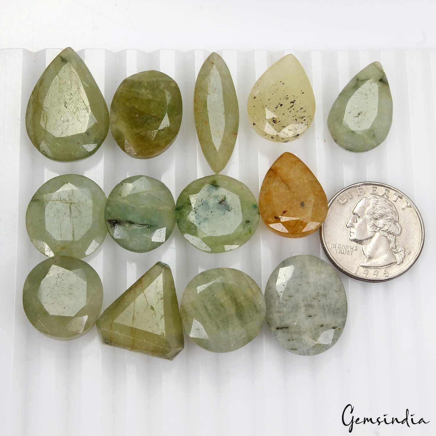 172.20 Cts/13 Pcs Natural Untreated Green Yellow Beryl Mixed Cut Loose Gems Lot