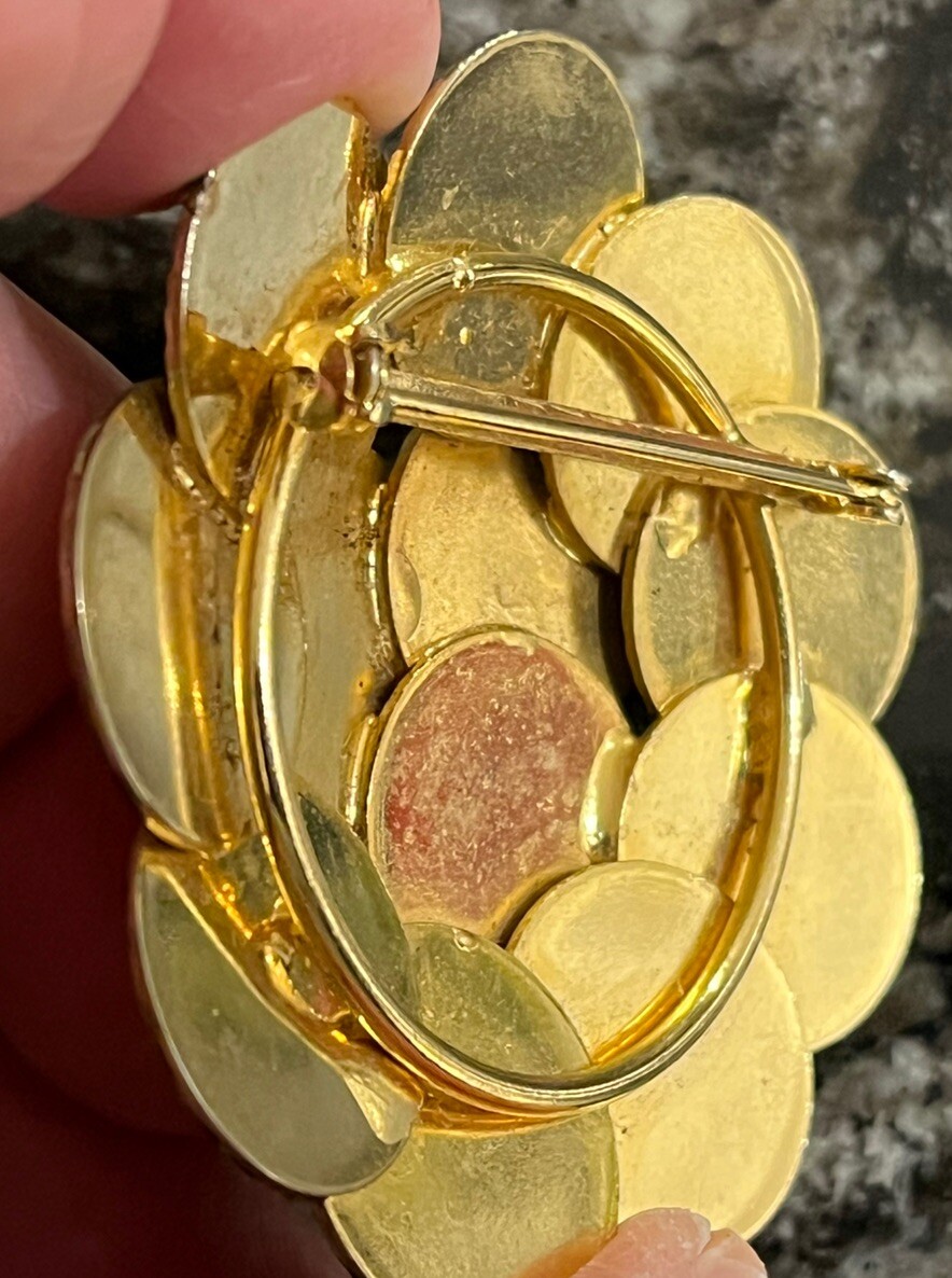 Brooch Astrological 12 Month Golden Color 2 1/4” Round Great Detail