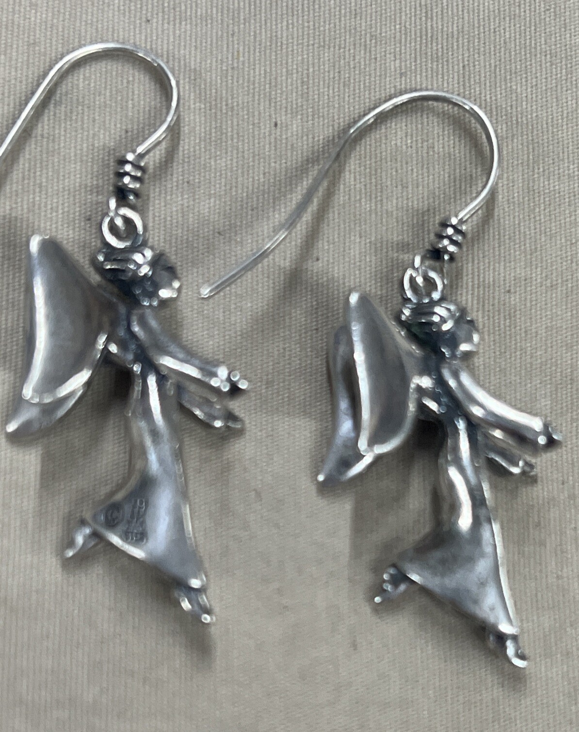 RETIRED James Avery Sterling Silver 925 3D Large Floating Angel Earrings