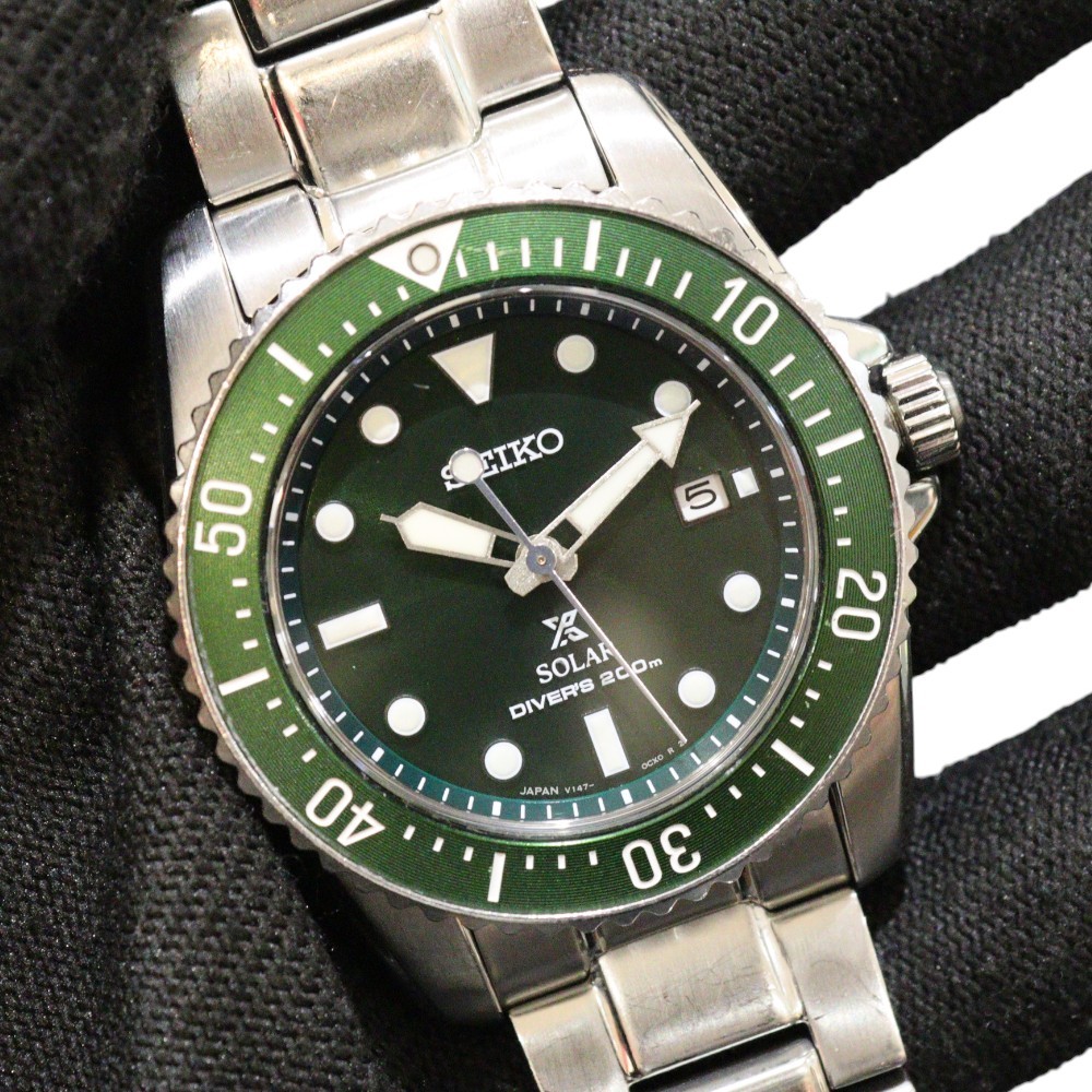 Seiko Prospex SBDN077 Solar Diver Scuba Green Dial 200m – Used, From Japan