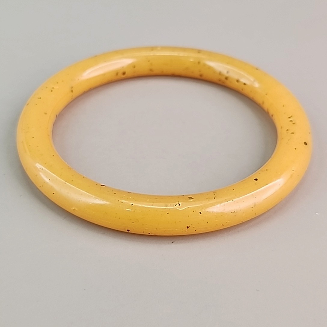 Vintage Bakelite Bangle Bracelet Yellow Egg Yolk 8″