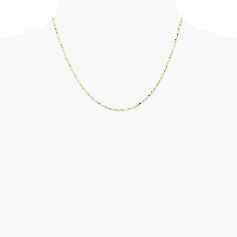 10K Yellow Gold 1mm Carded Singapore Chain Necklace 16″-24″