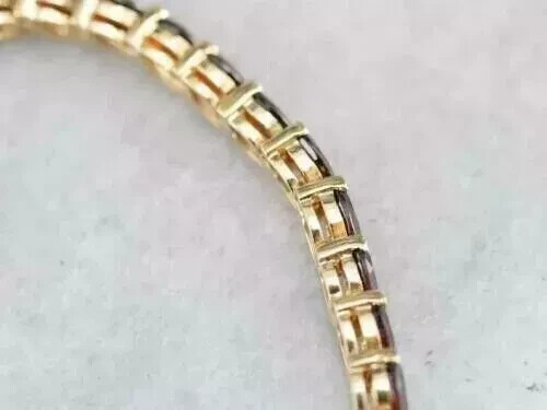 12ct Marquise Lab Created Garnet Diamond Tennis Bracelet 14K Yellow Gold Plated