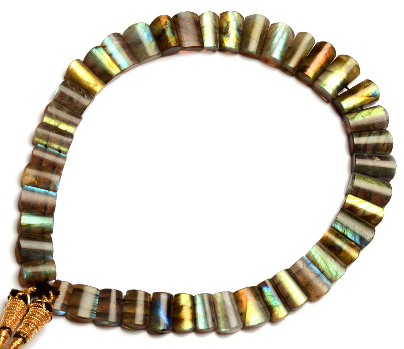 Rainbow Fire Labradorite 11-20mm Faceted Cut Beads Adjustable Length Necklace