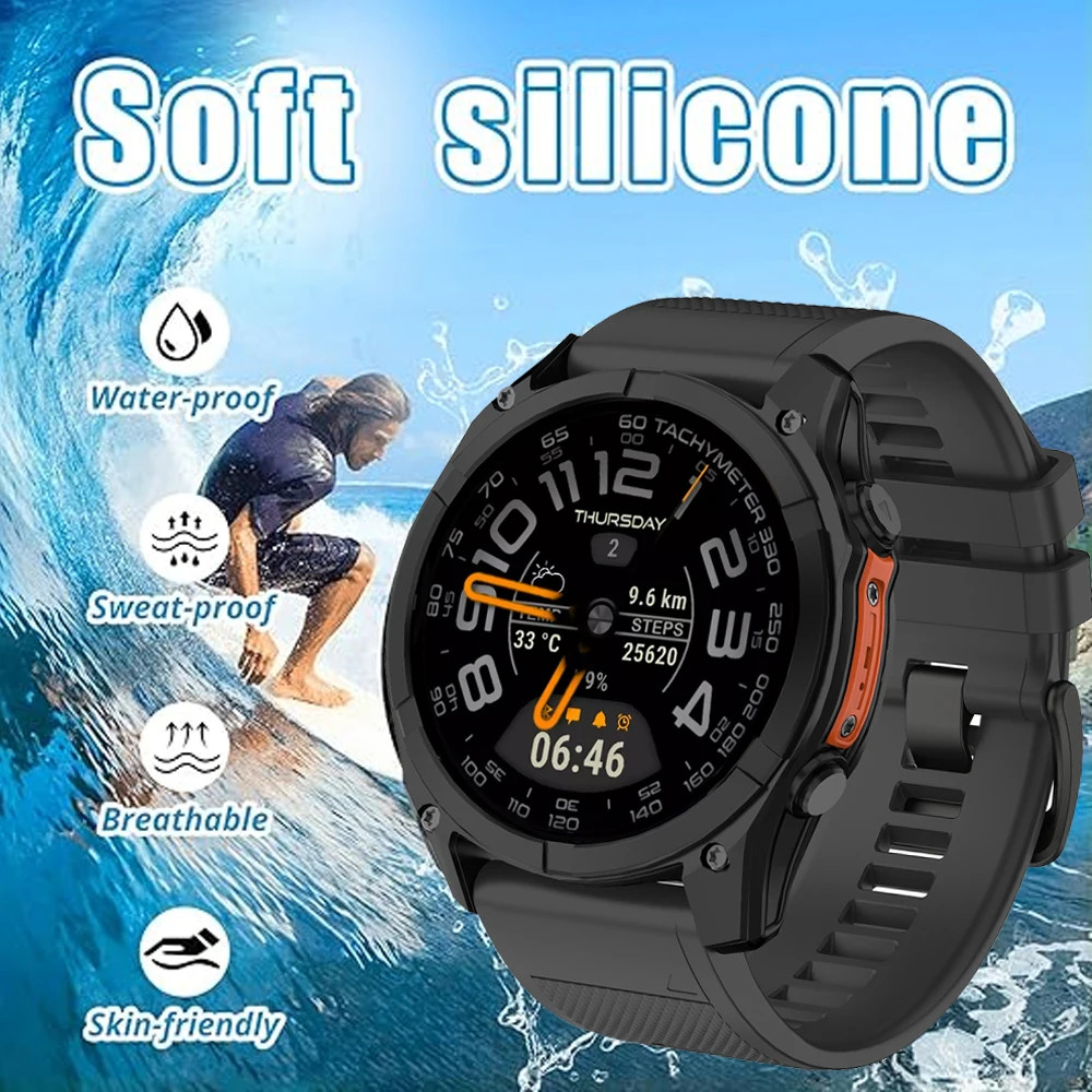 22mm Quick Fit Silicone Watch Band Strap For Garmin Fenix 8 47MM 7/6/5/Plus/Epix