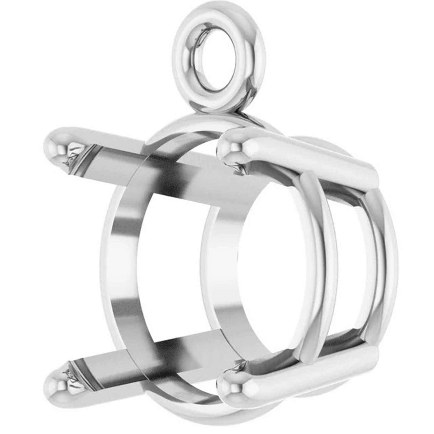 Sterling Silver Dangle Mounting Round Cut 4 Prong Basket Designed Setting USA