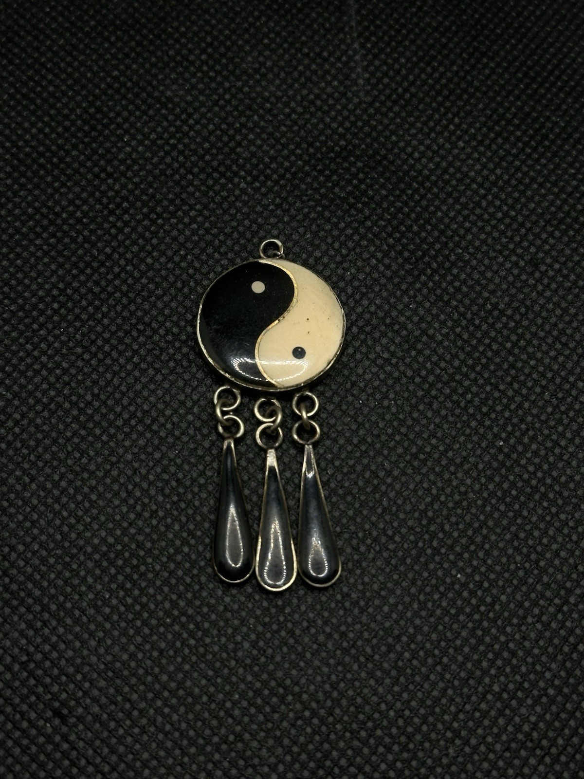 Vintage Enamel Yin/Yang Symbol -Duality, Polarity, Balance & Harmony Pendant