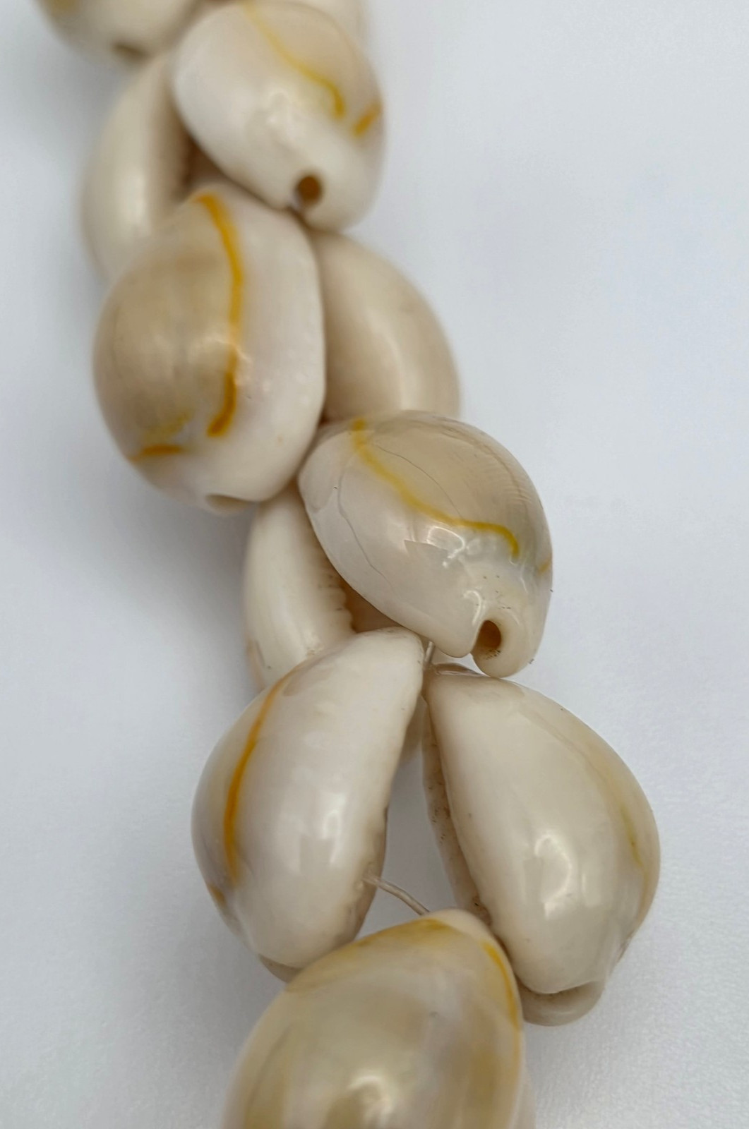 Natural Cowrie Shell Necklace 36 In Continuous Strand Boho Beach 18mm